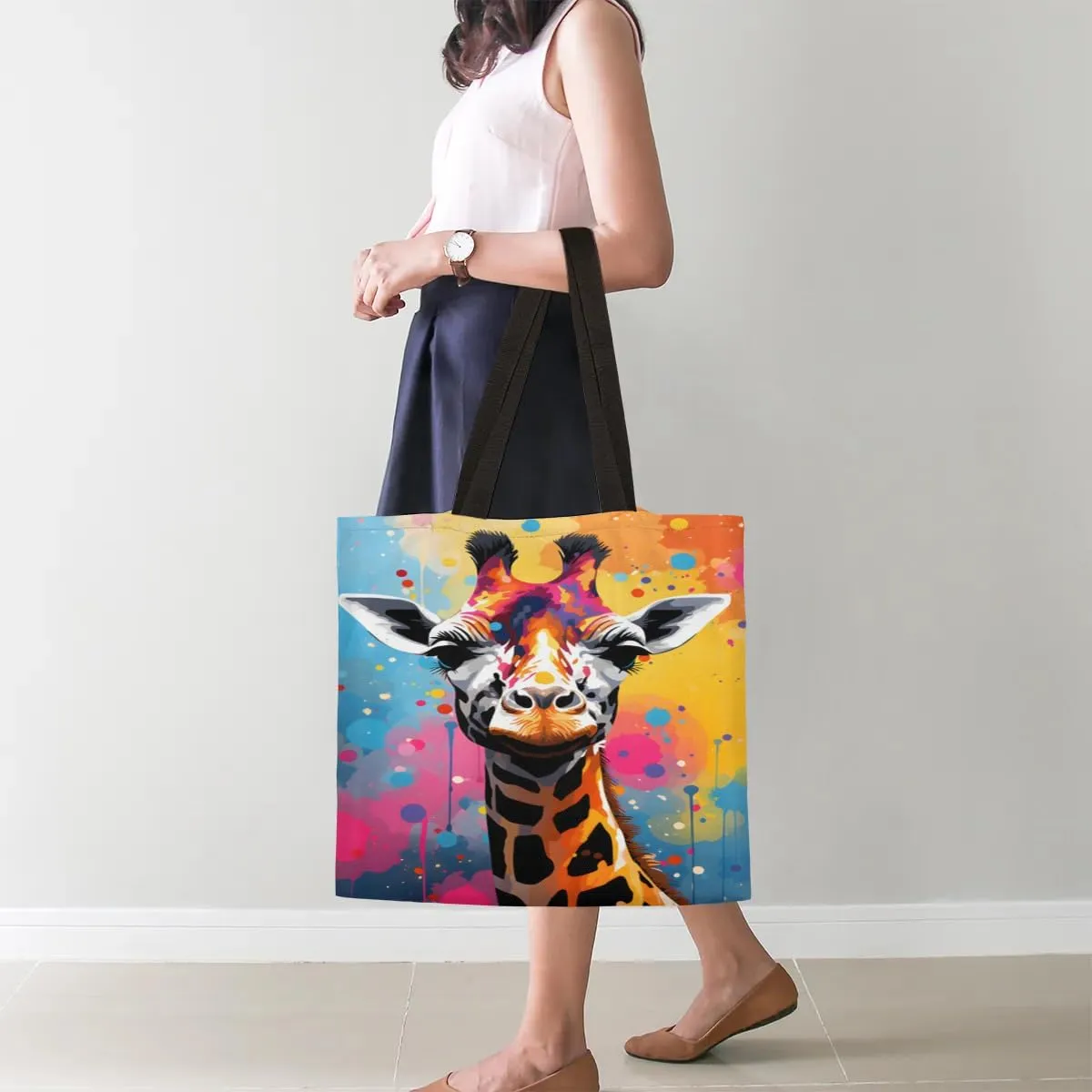 Chinese Panda Bamboo Leaves Canvas Tote Bag for Women Men Stylish Tote Handbag Shoulder Bag Reusable Grocery Bag