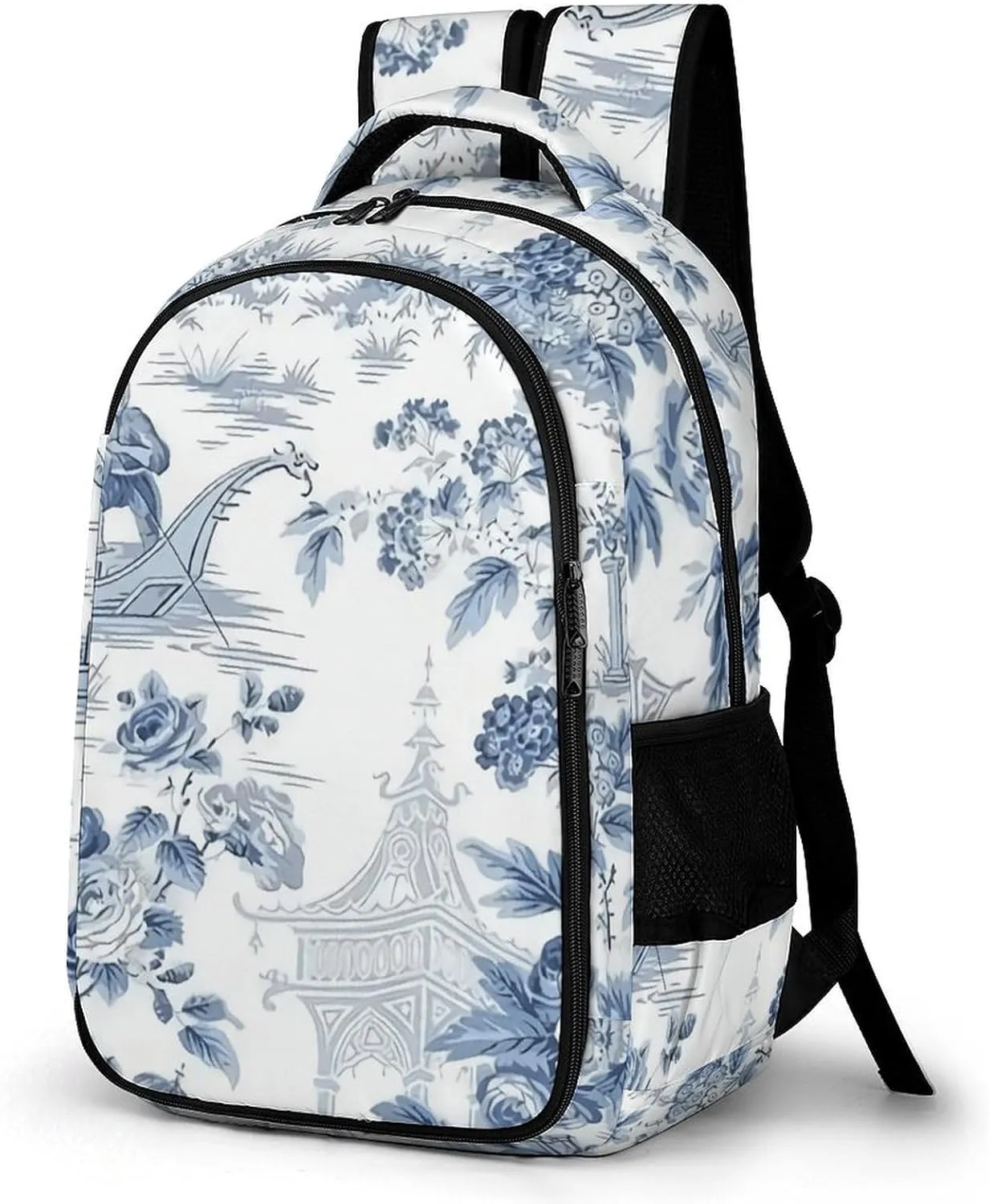 Chinese Style Powder Blue Chinoiserie Capacity Commuter Lightweight Fashion Travel Backpack Unisex