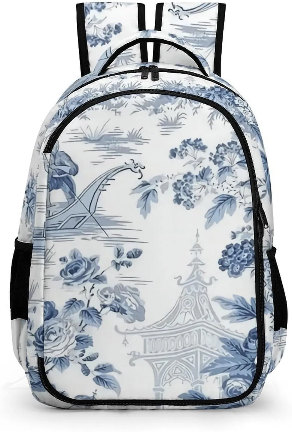 Chinese Style Powder Blue Chinoiserie Capacity Commuter Lightweight Fashion Travel Backpack Unisex