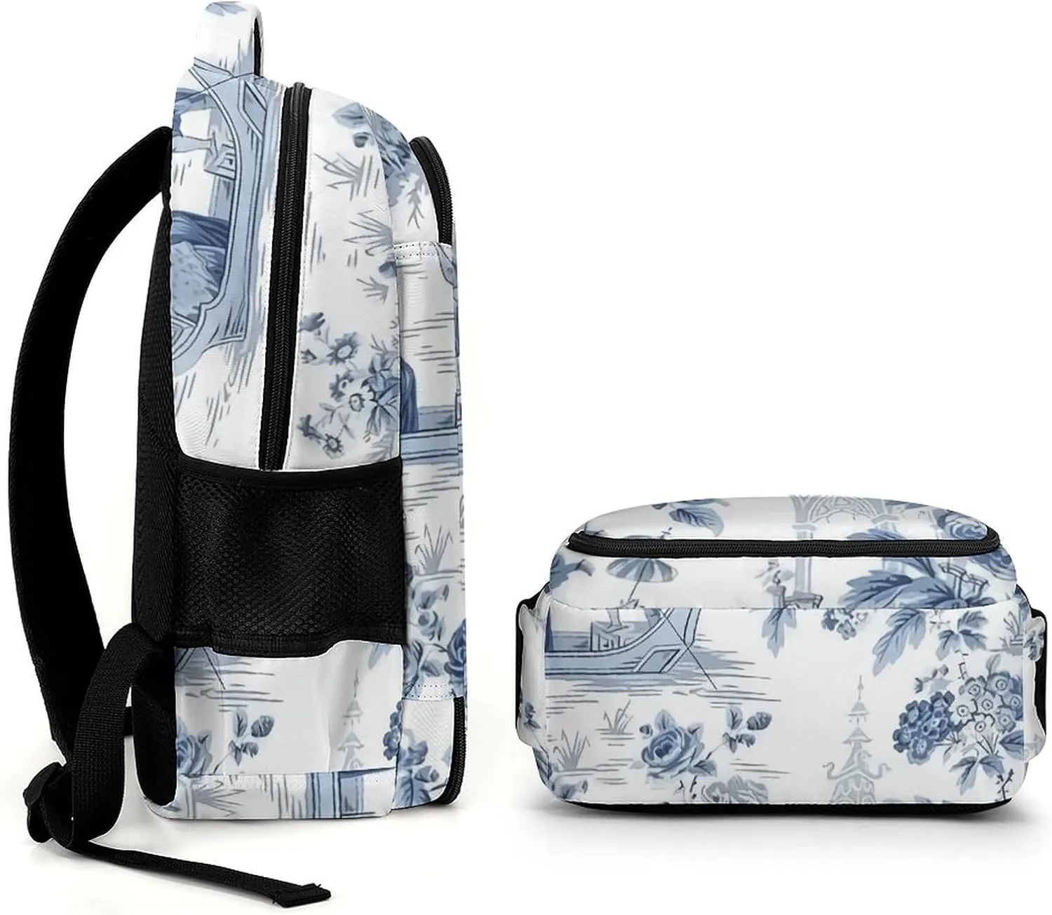Chinese Style Powder Blue Chinoiserie Capacity Commuter Lightweight Fashion Travel Backpack Unisex