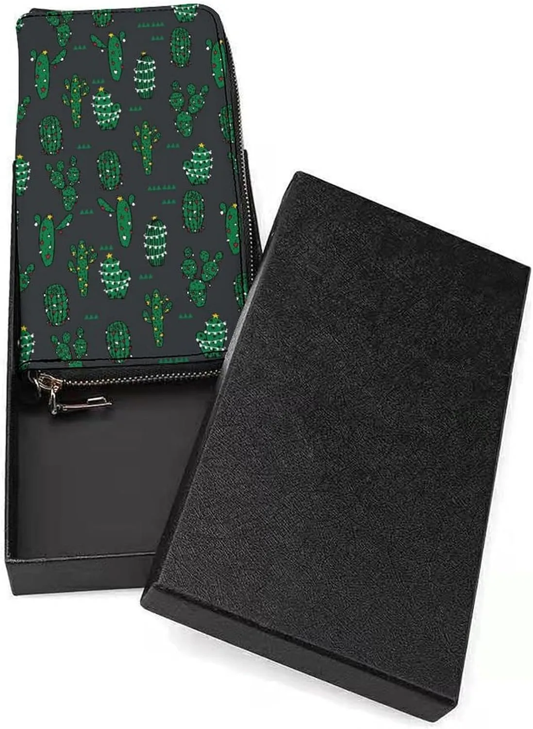 Christmas Cactus Women's Leather Long Large Capacity Wallet Clutch Wallet with Hand Strap, 20x10.5cm, style-6-2
