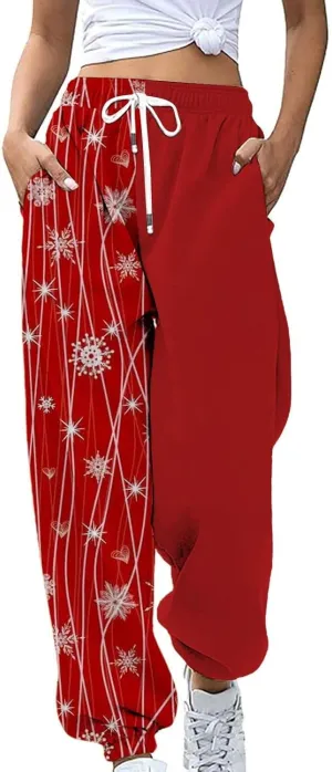 Christmas Sweatpants for Women Sweatpants Workout Active Joggers Pants Baggy Elastic Waist Pants Athletic Yoga