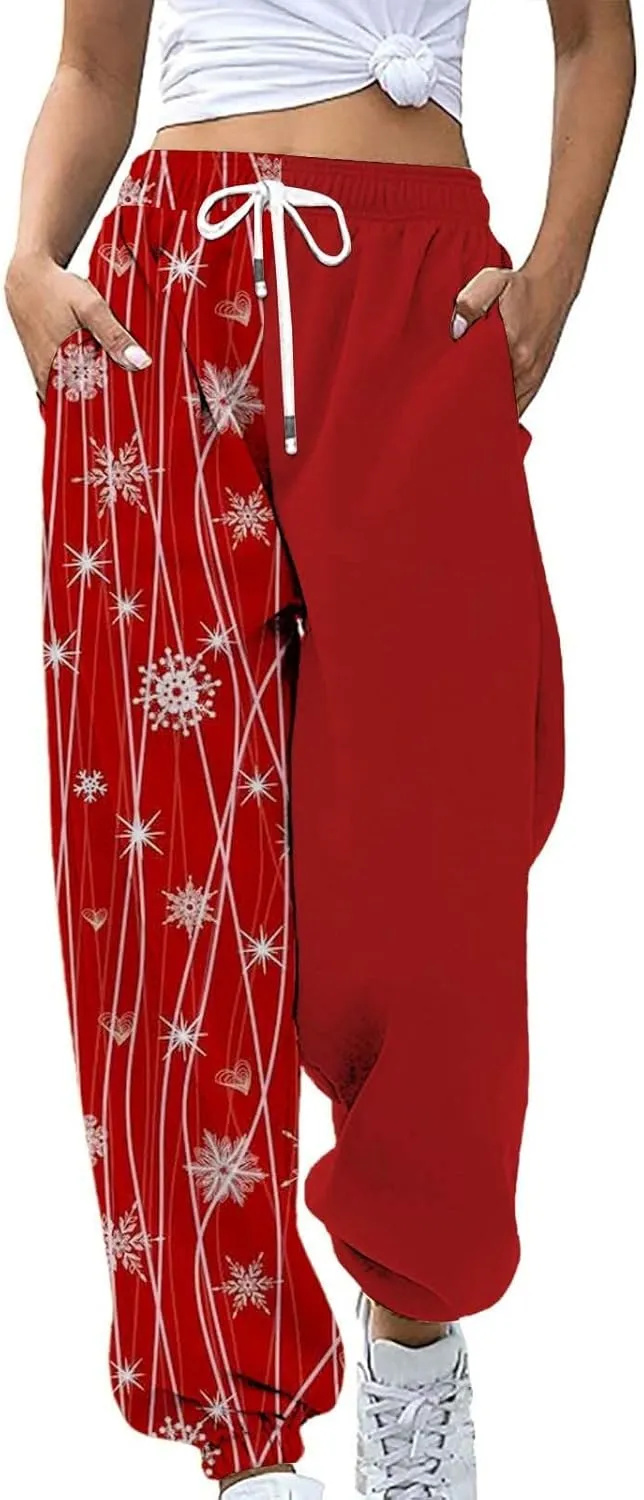 Christmas Sweatpants for Women Sweatpants Workout Active Joggers Pants Baggy Elastic Waist Pants Athletic Yoga