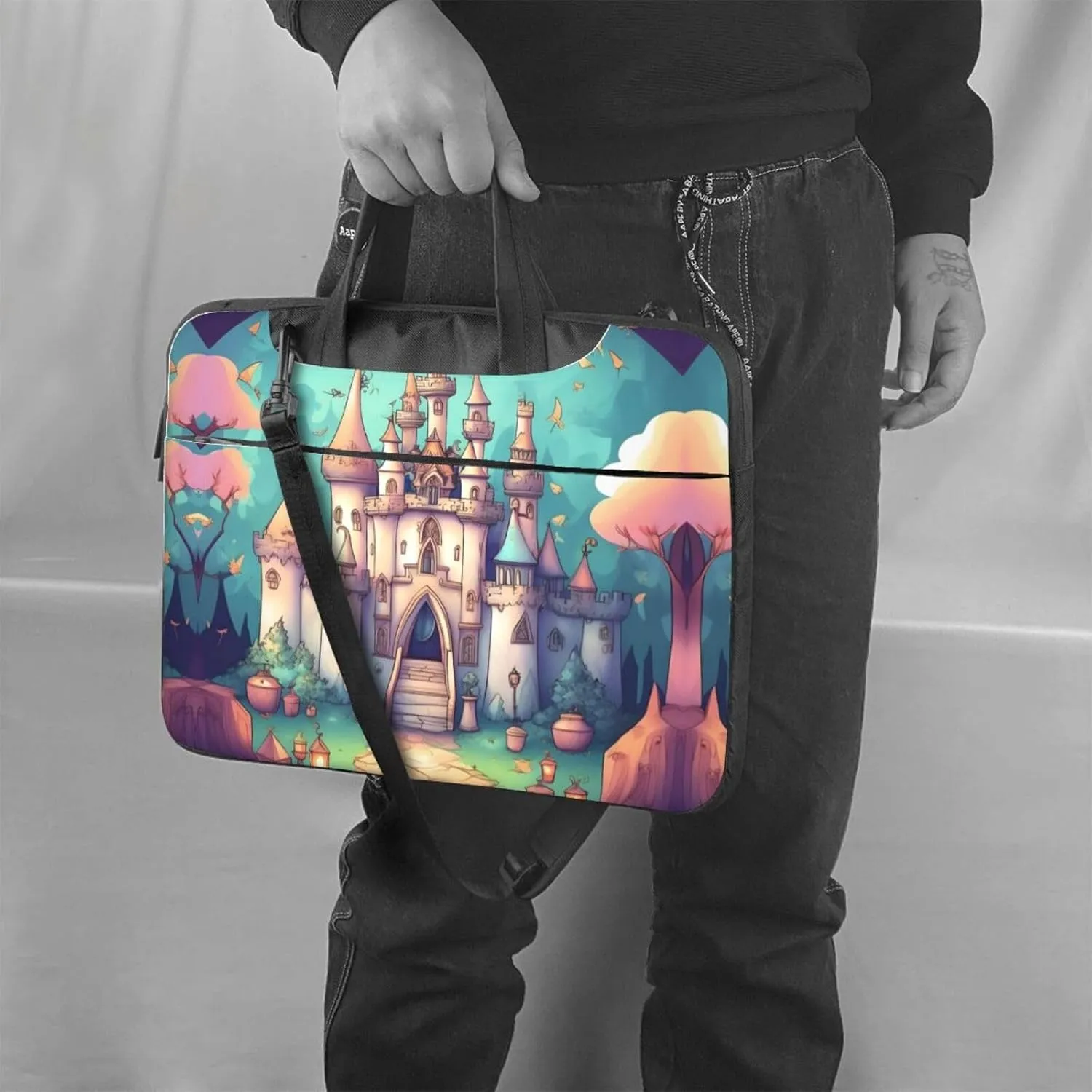 Classical castle Prints Laptop Bag - with Soft Interior, Multiple Pockets - Ideal for Men, Travel and Business