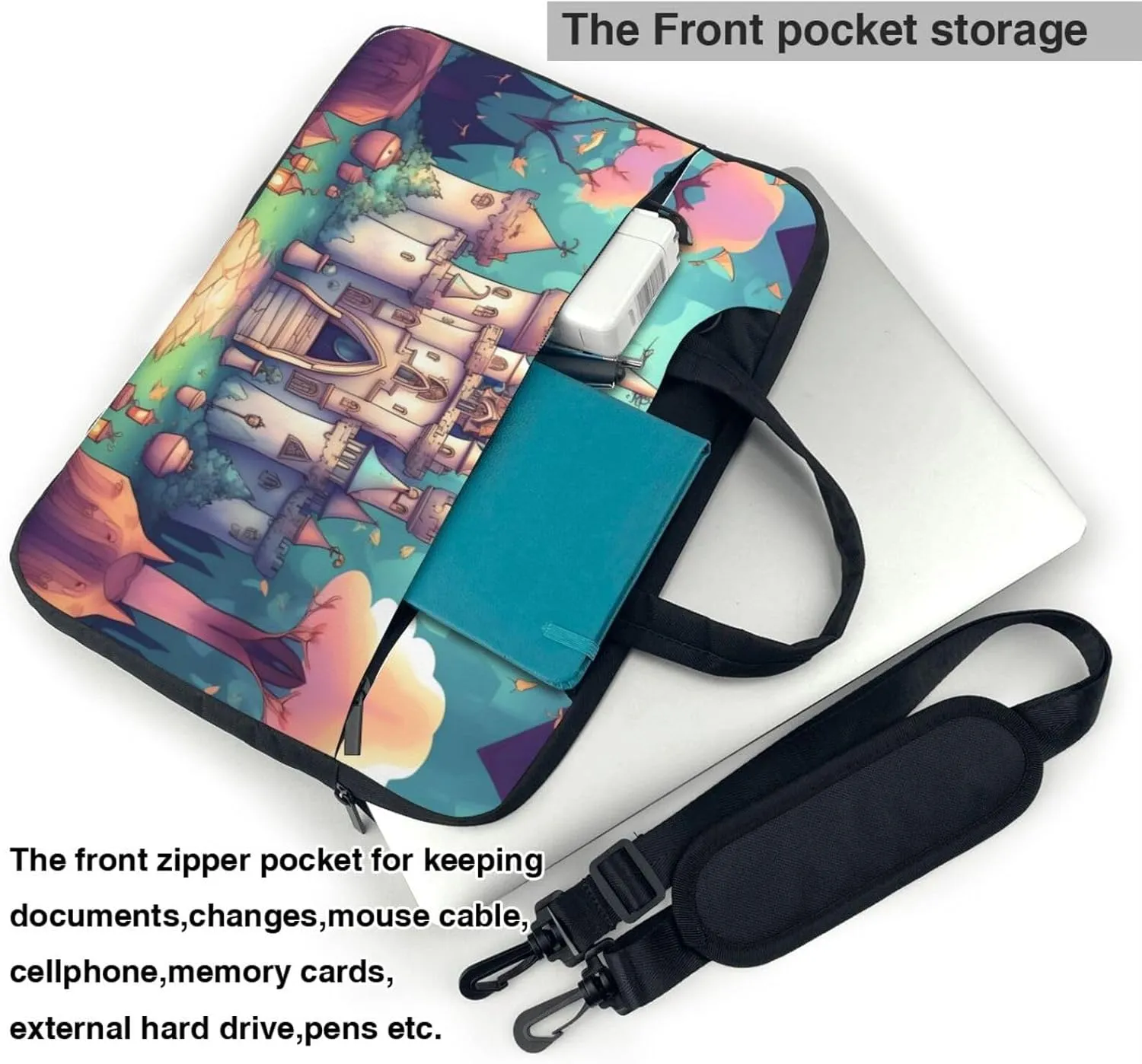 Classical castle Prints Laptop Bag - with Soft Interior, Multiple Pockets - Ideal for Men, Travel and Business