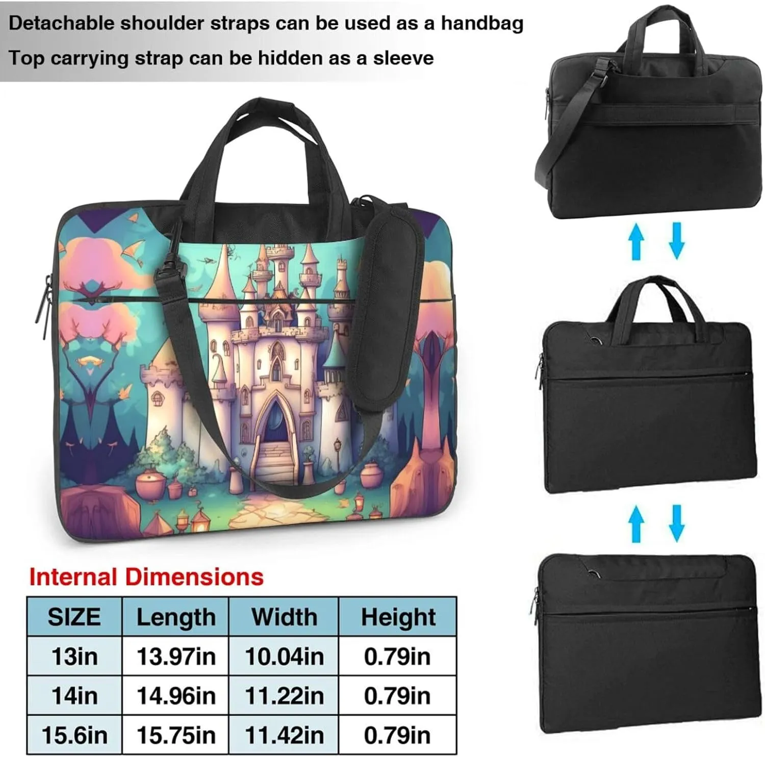 Classical castle Prints Laptop Bag - with Soft Interior, Multiple Pockets - Ideal for Men, Travel and Business
