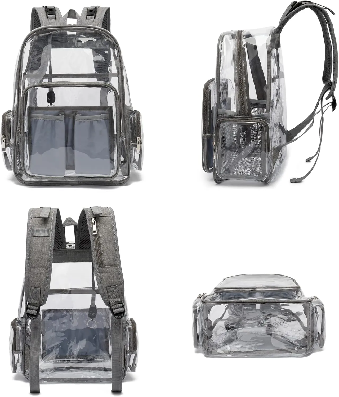 Clear Diaper Bag Backpack for Baby Girls Boys, Mom Nappy Bags for Women (Grey)