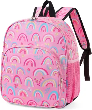 CLUCI Kids Backpack for Girls Toddler Backpack for Preschool Kindergarten Child Cute Daycare School Bookbag Travel Pink Rainbow