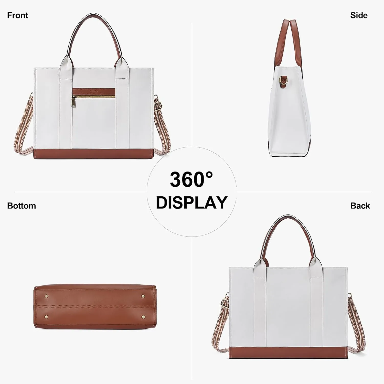 CLUCI Laptop Tote Bag for women 15.6 inch Computer Briefcase Leather Work Shoulder Bags Handbag for Office,School,Travel