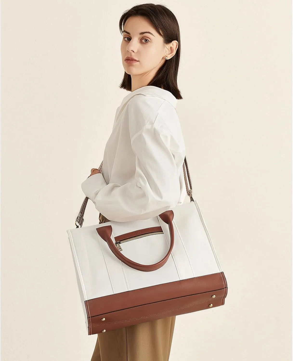 CLUCI Laptop Tote Bag for women 15.6 inch Computer Briefcase Leather Work Shoulder Bags Handbag for Office,School,Travel