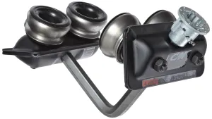 CM 632 Series Rolled Steel Close Radius Manual Plain Trolley with Hook Mounted, 500 - 1000 lbs Capacity, 7" Minimum Radius Curve