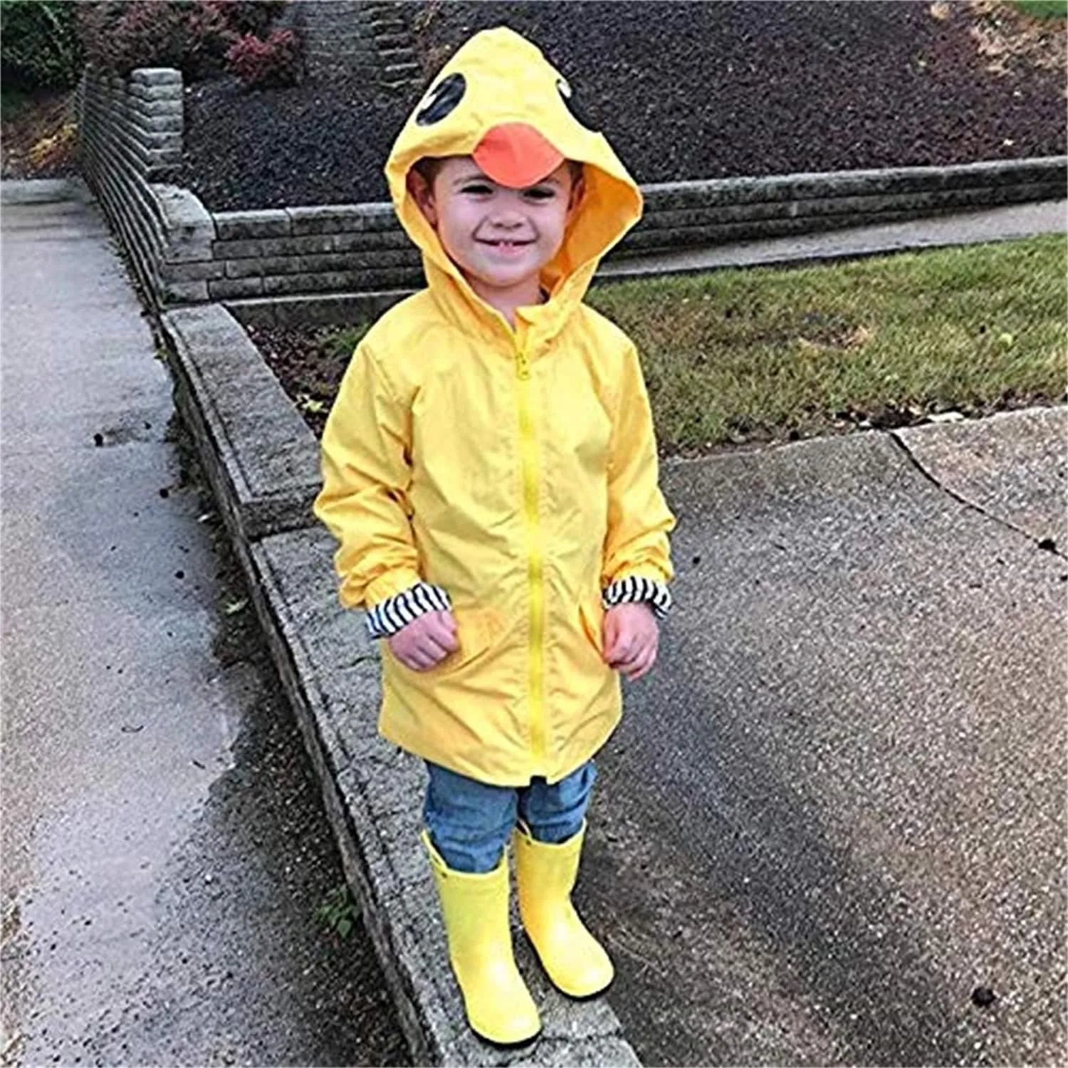 CM C&M WODRO Toddler Baby Boy Girl Duck Rain Jacket Cute Cartoon Animal Raincoat Hoodie Kids Coat Fall Winter School Outfit