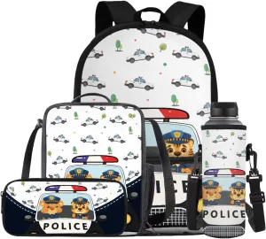 COEQINE Cars Backpack And Lunch Box Set Boys 4-6 Cartoon Portable Bookbags Cartoon Shoulder Bag Travel Bag with Lunch Box with Strap Large Pencil Box Coin Wallet for Sport Water Bottle Strap