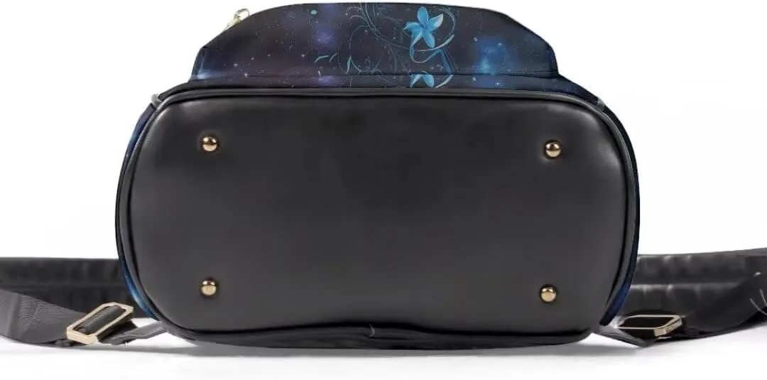 Coldinair Blue Dolphins Women Small Leather Backpack Purse - Floral Mini Purse for Girls Kids, Lightweight Waterproof Shoulder Bag, Travel Daypack for School College
