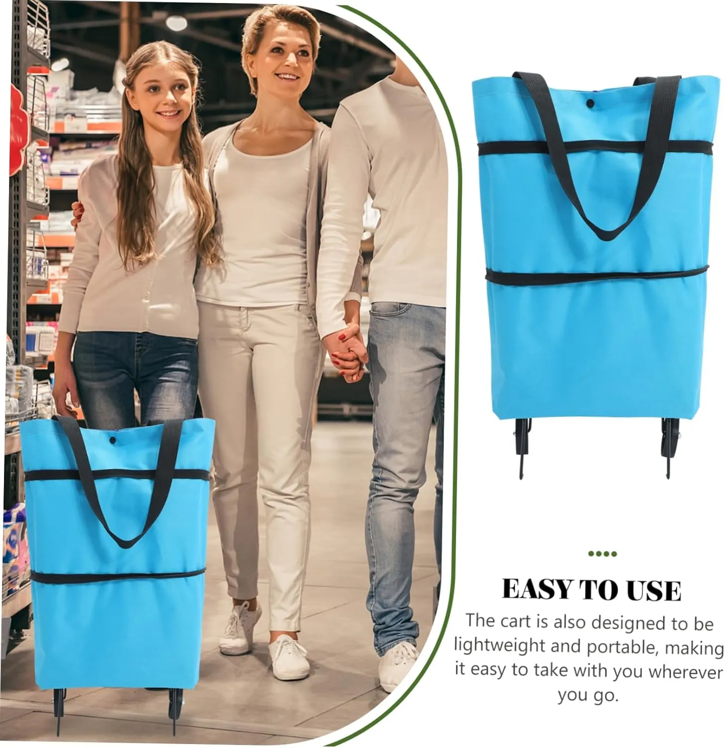 Collapsible Bag Large Capacity Grocery Trolley Folding Shopping Trolley Bag Laundry Wheels Storage