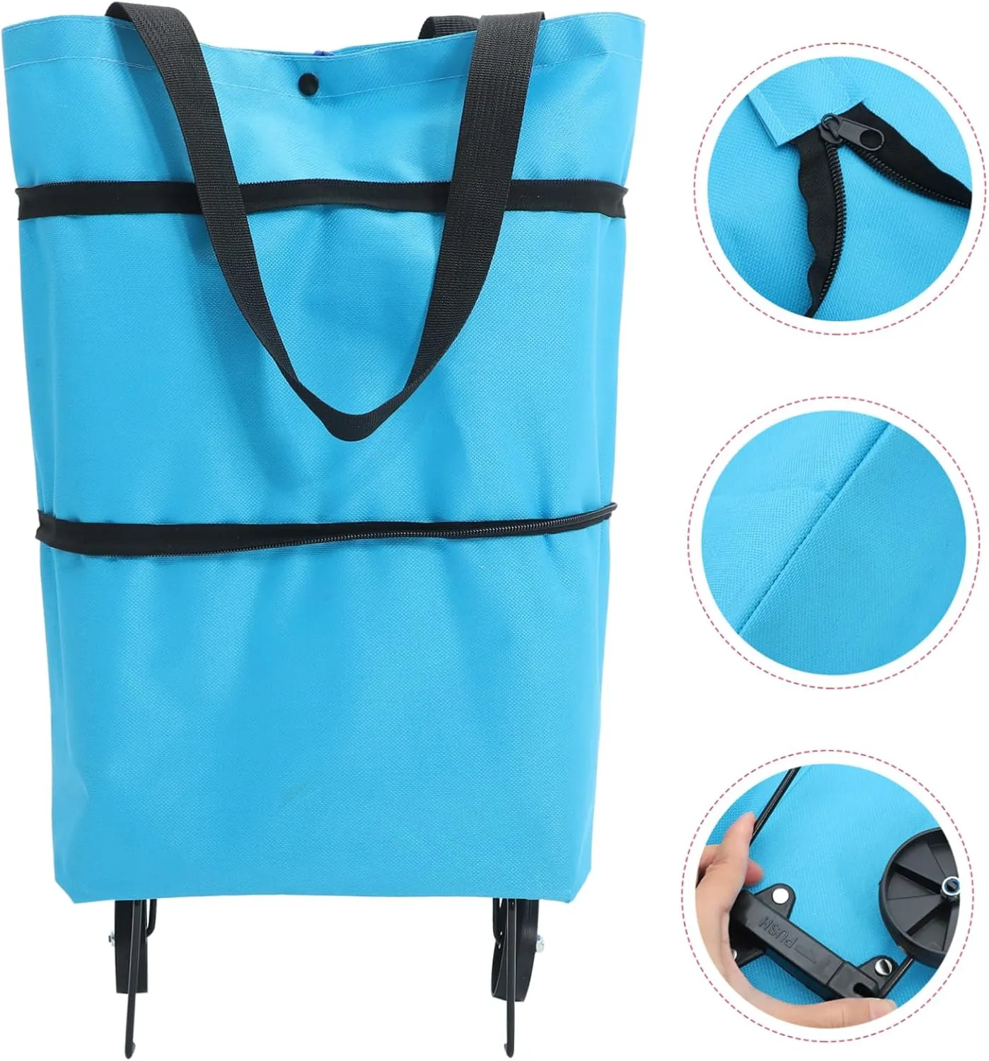Collapsible Bag Large Capacity Grocery Trolley Folding Shopping Trolley Bag Laundry Wheels Storage