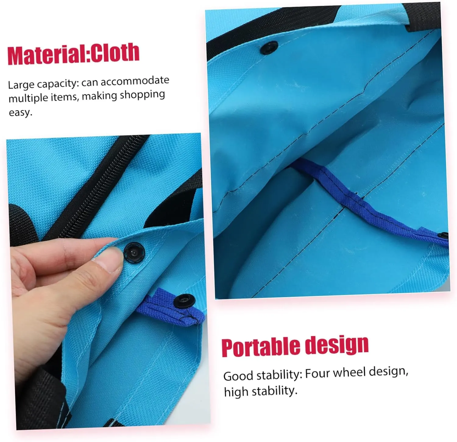 Collapsible Bag Large Capacity Grocery Trolley Folding Shopping Trolley Bag Laundry Wheels Storage