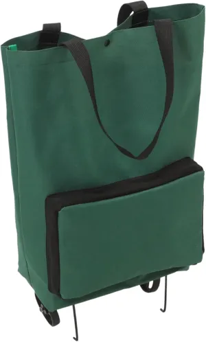 Collapsible Shopping Bag Trolley Large Capacity Grocery Tote PVC Metal 4 Wheels