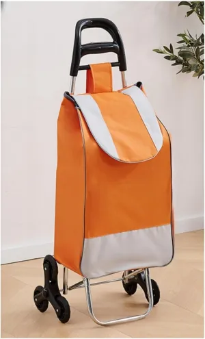 Collapsible Shopping Cart, Lightweight Foldable Design with Wheels, Trolley Tote Stair Climbing Cart for Traveling, Portable Compact Trolley for Women(Red) (Yellow)