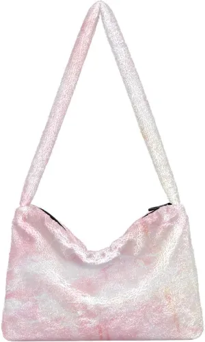 Colored Ink Fluffy Furry Tote Bag Large Fuzzy Cute Plush Bag Women Shoulder Handbag Purse for Autumn and Winter Multicolor 1