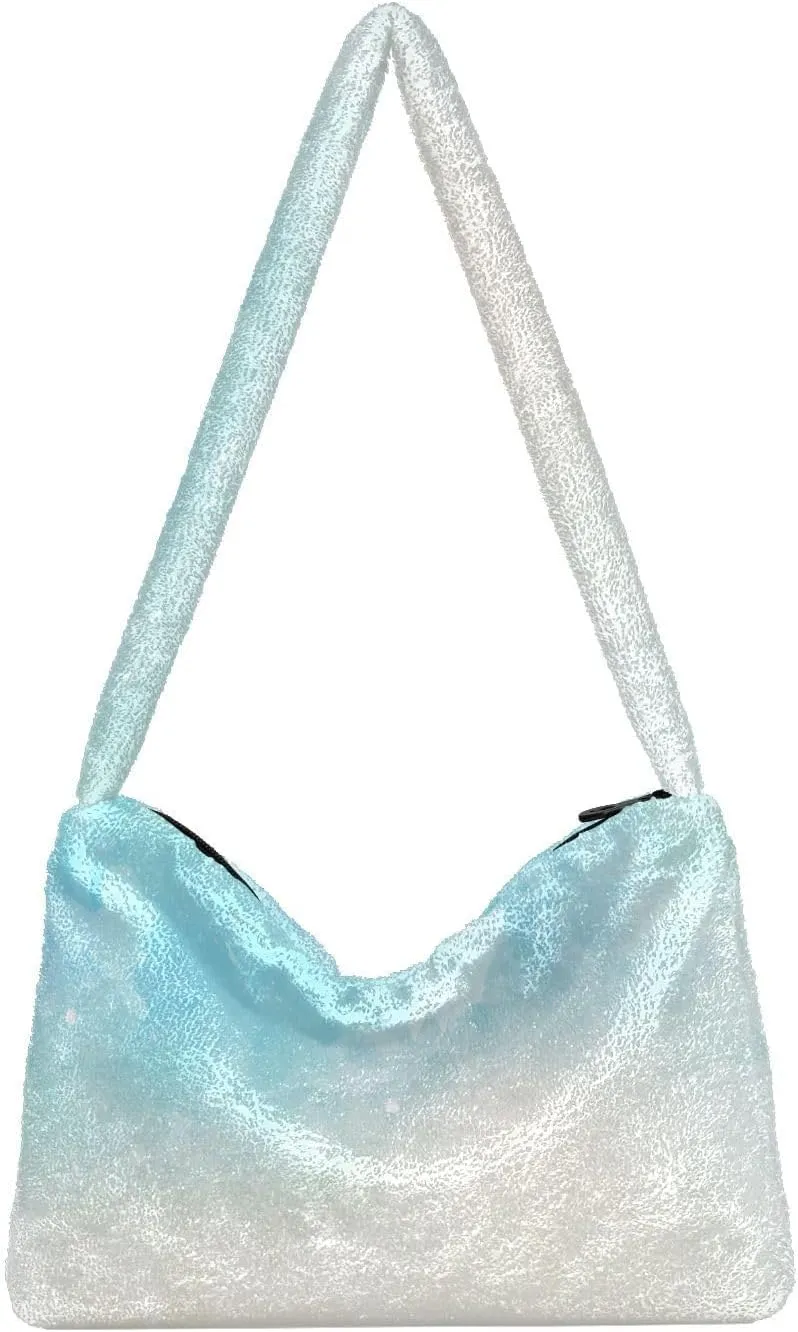 Colored Ink Fluffy Furry Tote Bag Large Fuzzy Cute Plush Bag Women Shoulder Handbag Purse for Autumn and Winter Multicolor 1