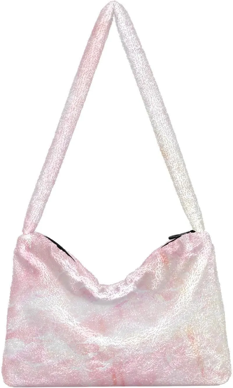 Colored Ink Fluffy Furry Tote Bag Large Fuzzy Cute Plush Bag Women Shoulder Handbag Purse for Autumn and Winter Multicolor 1
