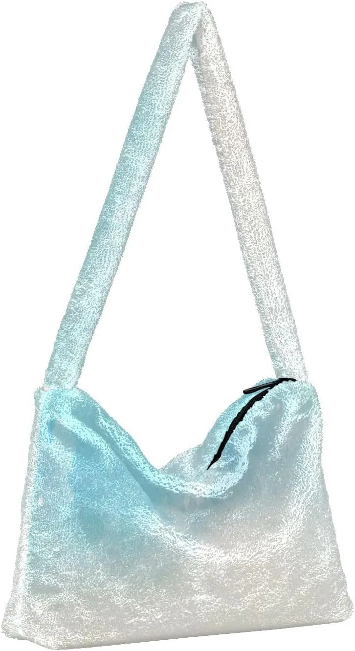 Colored Ink Fluffy Furry Tote Bag Large Fuzzy Cute Plush Bag Women Shoulder Handbag Purse for Autumn and Winter Multicolor 1