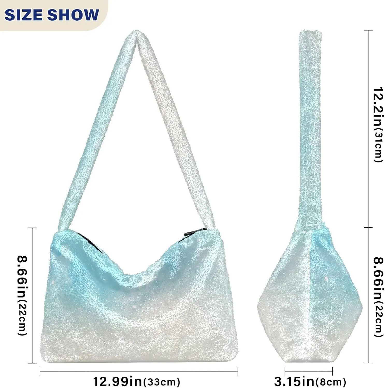 Colored Ink Fluffy Furry Tote Bag Large Fuzzy Cute Plush Bag Women Shoulder Handbag Purse for Autumn and Winter Multicolor 1