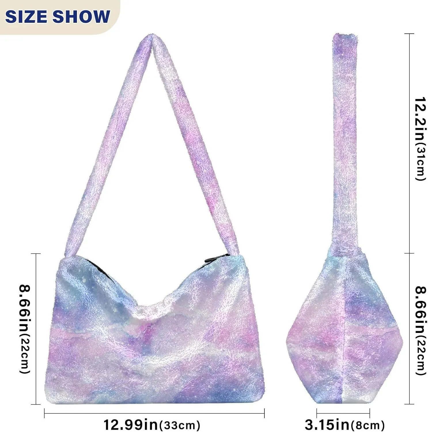 Colored Ink Fluffy Furry Tote Bag Large Fuzzy Cute Plush Bag Women Shoulder Handbag Purse for Autumn and Winter Multicolor 1