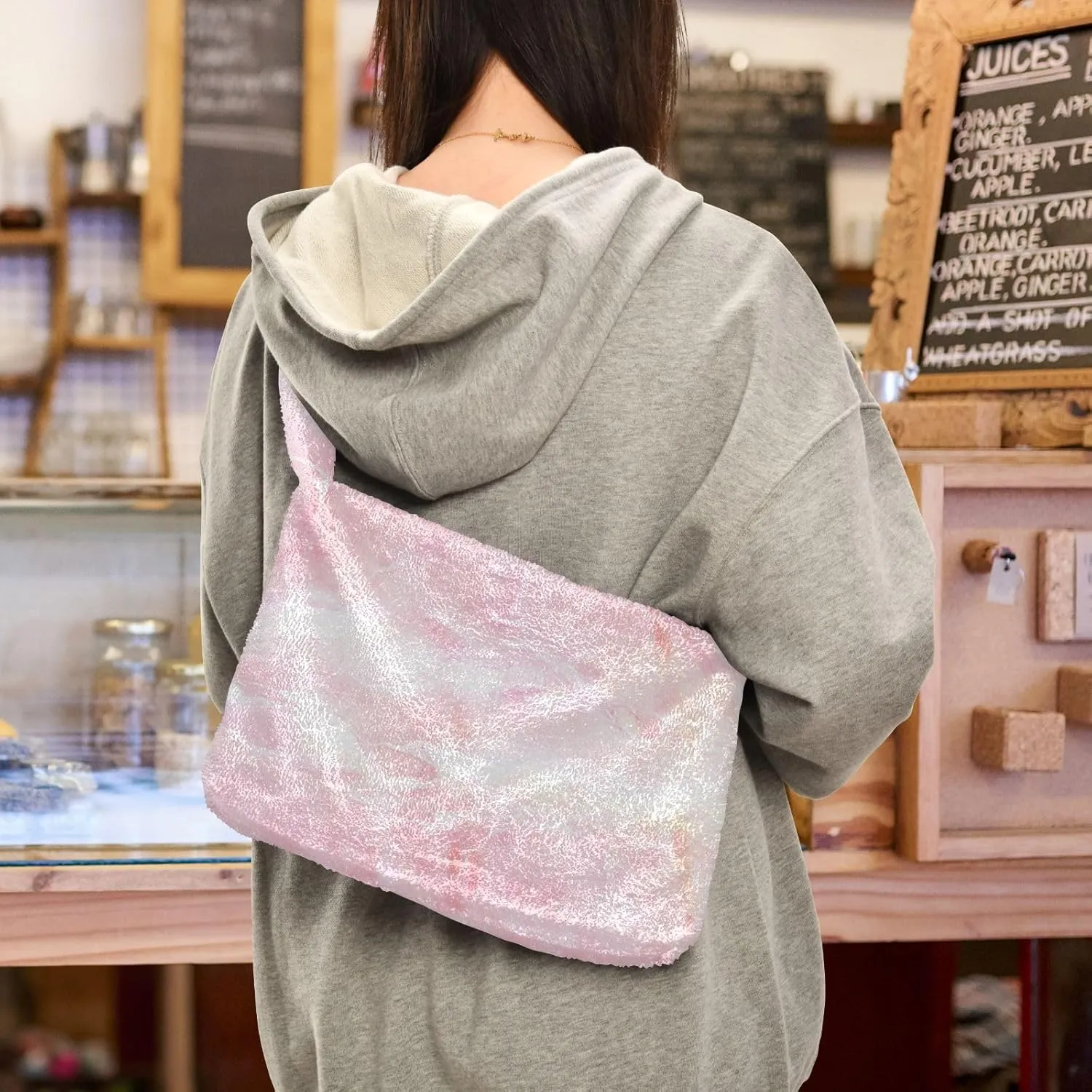 Colored Ink Fluffy Furry Tote Bag Large Fuzzy Cute Plush Bag Women Shoulder Handbag Purse for Autumn and Winter Multicolor 1