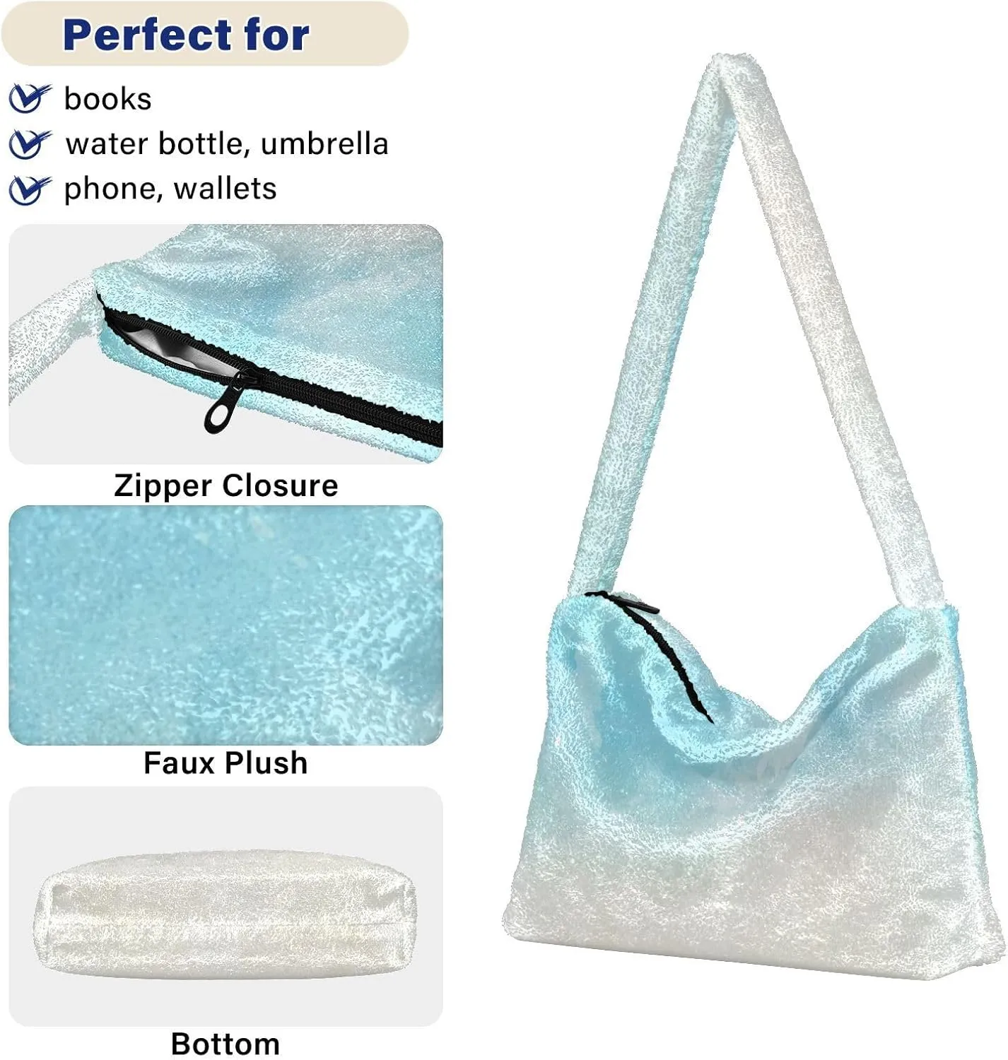Colored Ink Fluffy Furry Tote Bag Large Fuzzy Cute Plush Bag Women Shoulder Handbag Purse for Autumn and Winter Multicolor 1