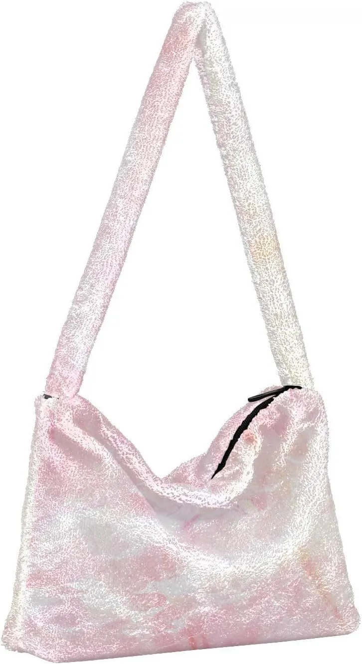 Colored Ink Fluffy Furry Tote Bag Large Fuzzy Cute Plush Bag Women Shoulder Handbag Purse for Autumn and Winter Multicolor 1