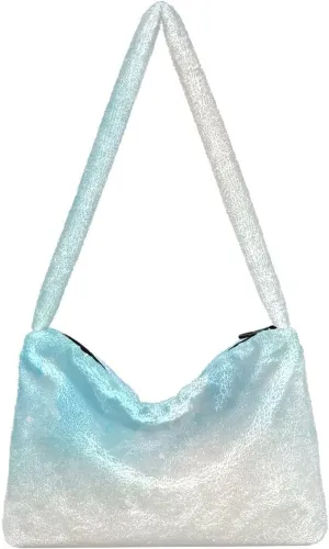 Colored Ink Fluffy Furry Tote Bag Large Fuzzy Cute Plush Bag Women Shoulder Handbag Purse for Autumn and Winter Multicolor 1