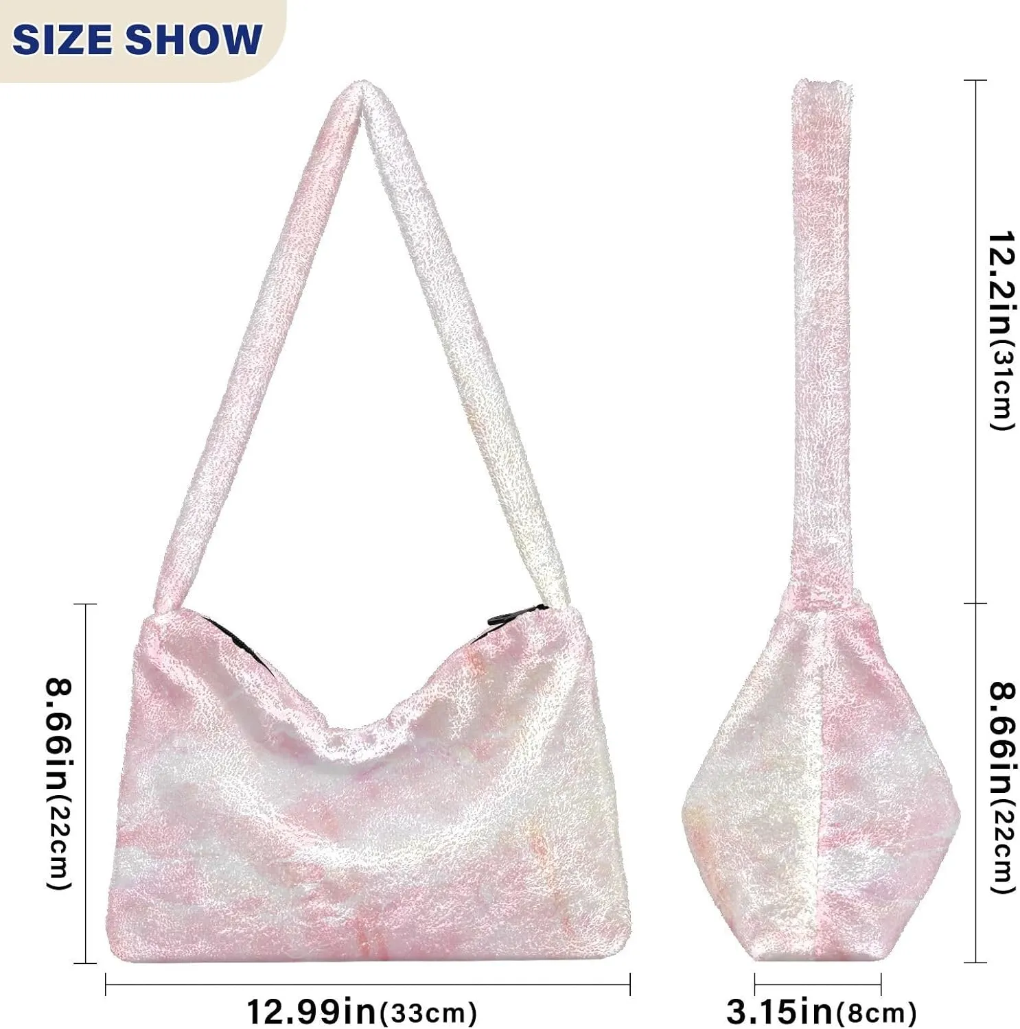 Colored Ink Fluffy Furry Tote Bag Large Fuzzy Cute Plush Bag Women Shoulder Handbag Purse for Autumn and Winter Multicolor 1