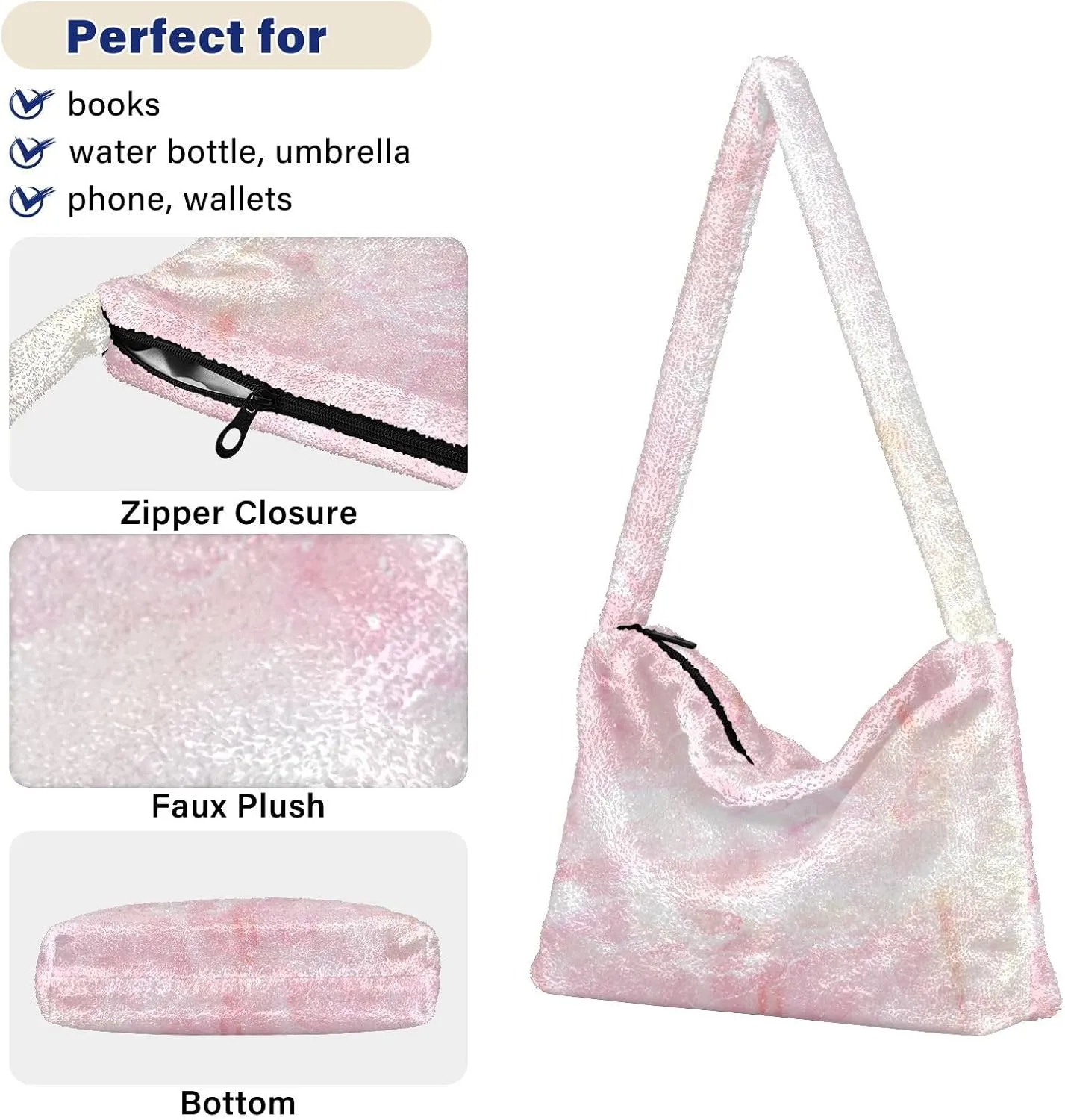 Colored Ink Fluffy Furry Tote Bag Large Fuzzy Cute Plush Bag Women Shoulder Handbag Purse for Autumn and Winter Multicolor 1