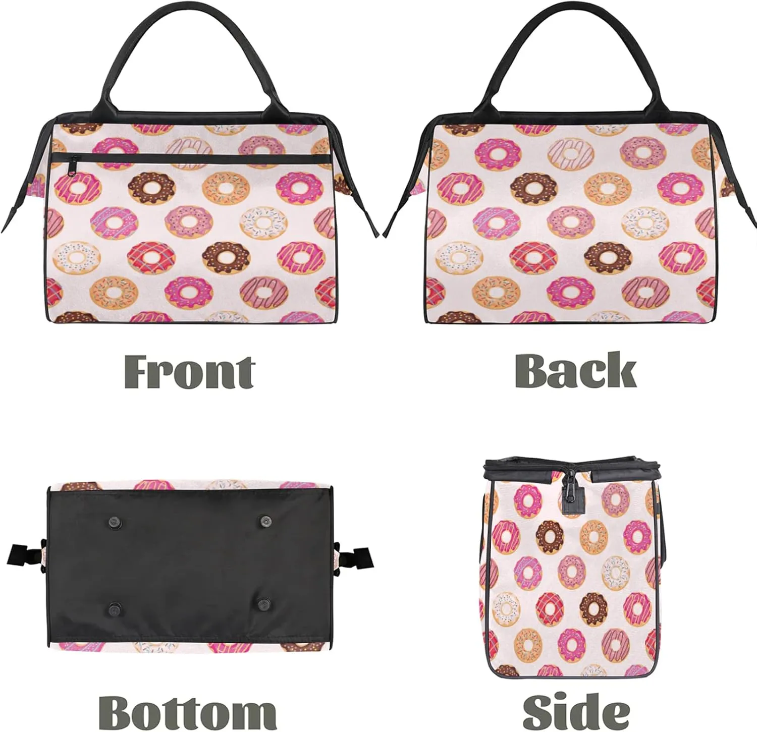 Colorful Donuts Travel Duffel Bag Gym Tote Bag for Women Men Waterproof Weekend Overnight Bag Carry On Tote Luggage with Pocket Personal Item Bags Sports Bag fit Travel Sports Gym Yoga