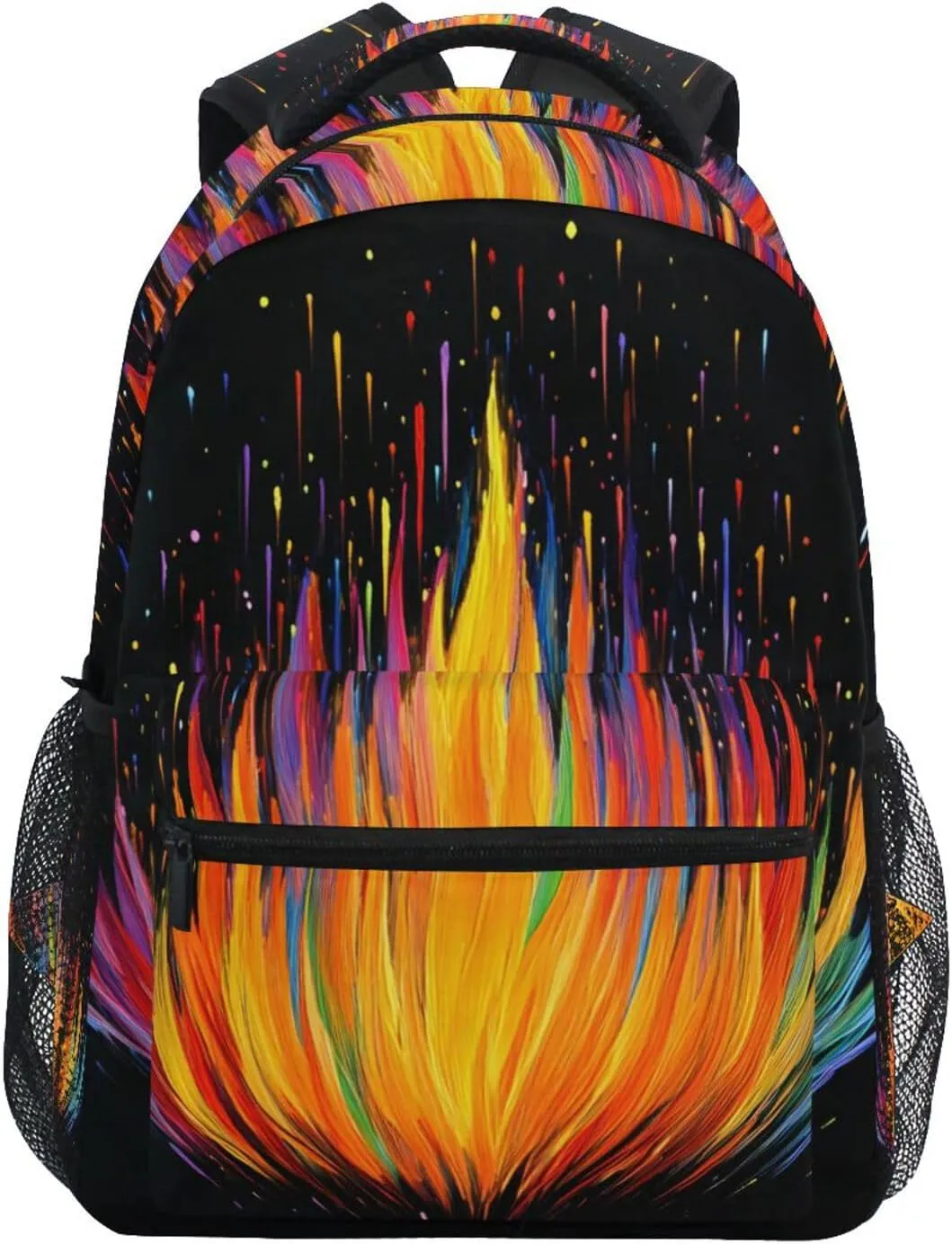 Colorful Flames Backpack 3rd 4th 5th Grade School Bookbag Travel Laptop Daypack Bag Purse for Boys Girls Teens