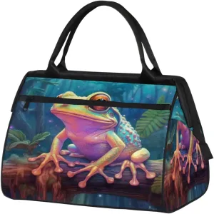 Colorful Frog Rainforest Travel Duffle Bag, Waterproof Duffel Bag Weekender Overnight Carry On Bag Lightweight Sport Gym Bag for Men Women