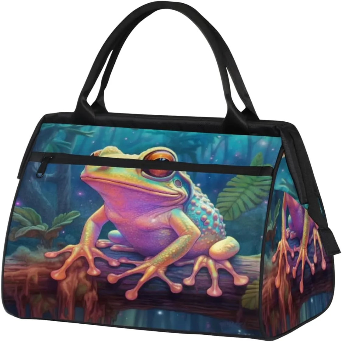 Colorful Frog Rainforest Travel Duffle Bag, Waterproof Duffel Bag Weekender Overnight Carry On Bag Lightweight Sport Gym Bag for Men Women