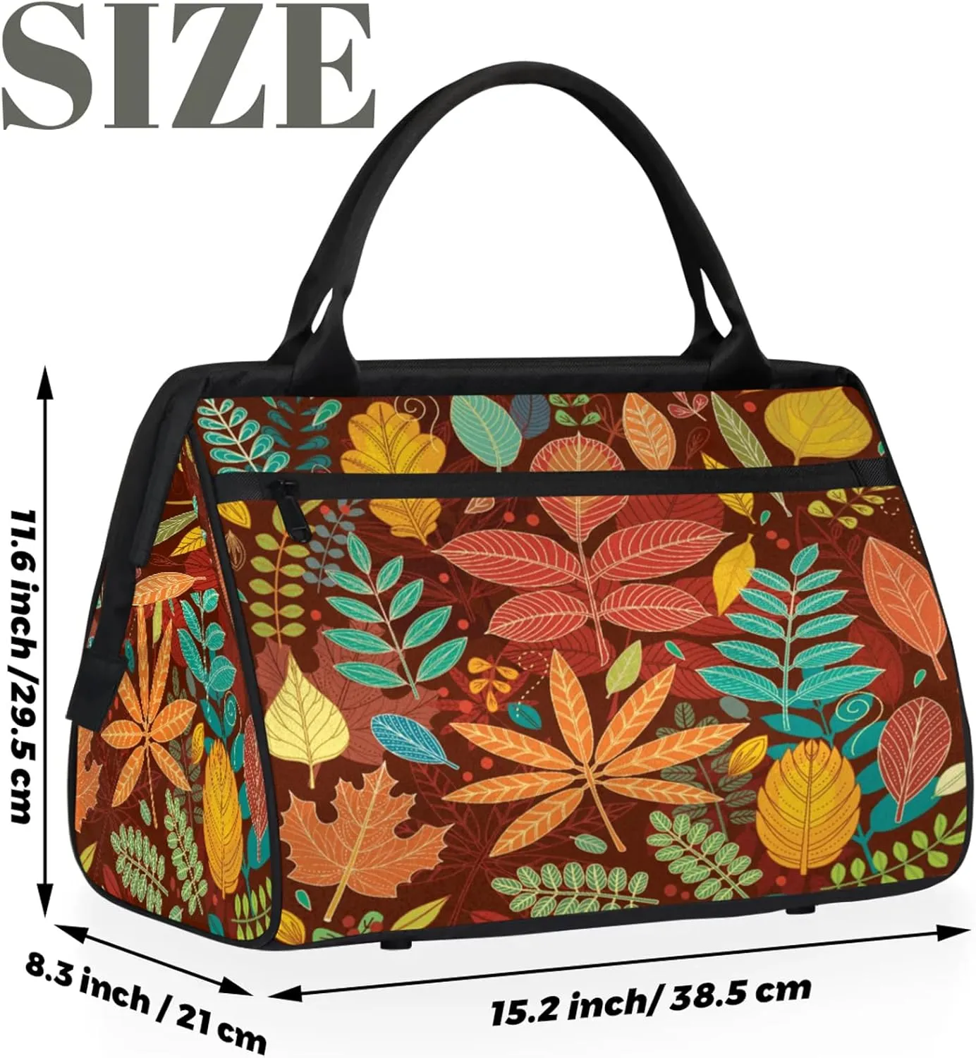 Colorful Leaves Abstract Travel Duffel Bag Gym Tote Bag for Women Men Waterproof Weekend Overnight Bag Carry On Tote Luggage with Pocket Personal Item Bags Sports Bag fit Travel Sports Gym Yoga