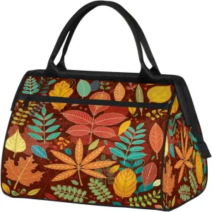 Colorful Leaves Abstract Travel Duffel Bag Gym Tote Bag for Women Men Waterproof Weekend Overnight Bag Carry On Tote Luggage with Pocket Personal Item Bags Sports Bag fit Travel Sports Gym Yoga