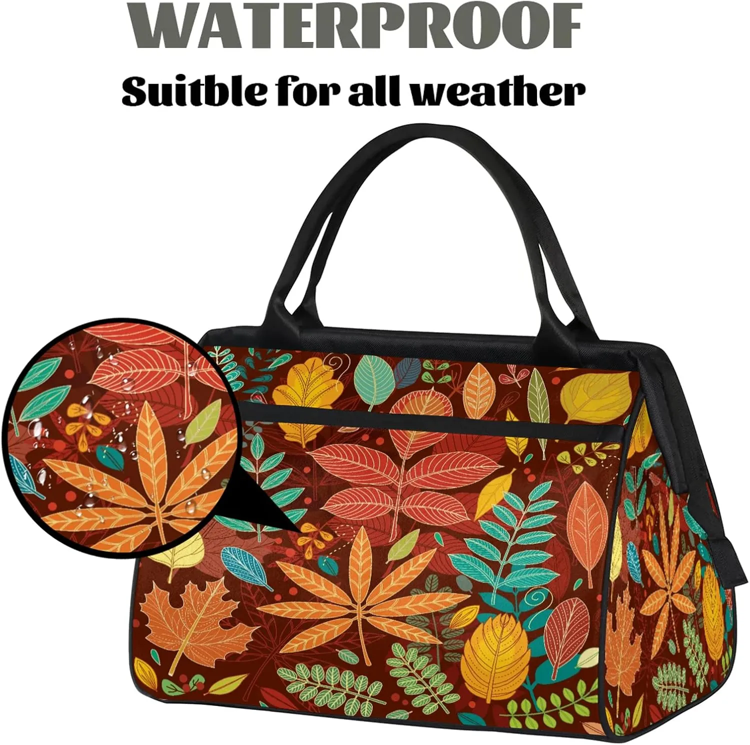 Colorful Leaves Abstract Travel Duffel Bag Gym Tote Bag for Women Men Waterproof Weekend Overnight Bag Carry On Tote Luggage with Pocket Personal Item Bags Sports Bag fit Travel Sports Gym Yoga