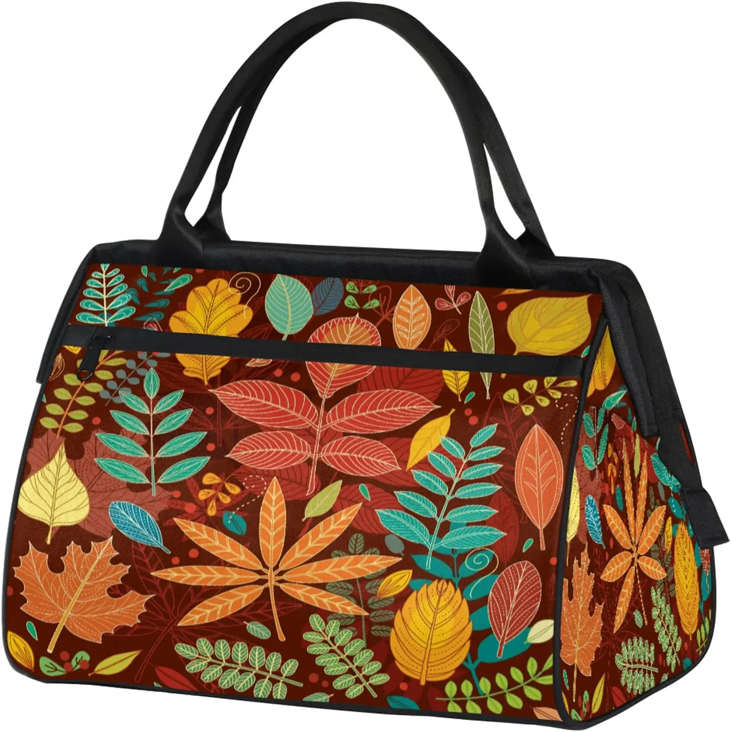 Colorful Leaves Abstract Travel Duffel Bag Gym Tote Bag for Women Men Waterproof Weekend Overnight Bag Carry On Tote Luggage with Pocket Personal Item Bags Sports Bag fit Travel Sports Gym Yoga