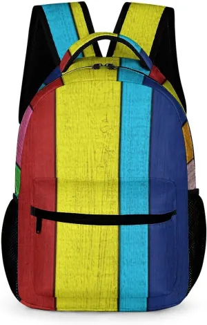 Colorful Painted Wood Planks Double Shoulder Backpack Laptop Daypack Outdoor Travel Bag Laptop Tablet Backpack pattern144