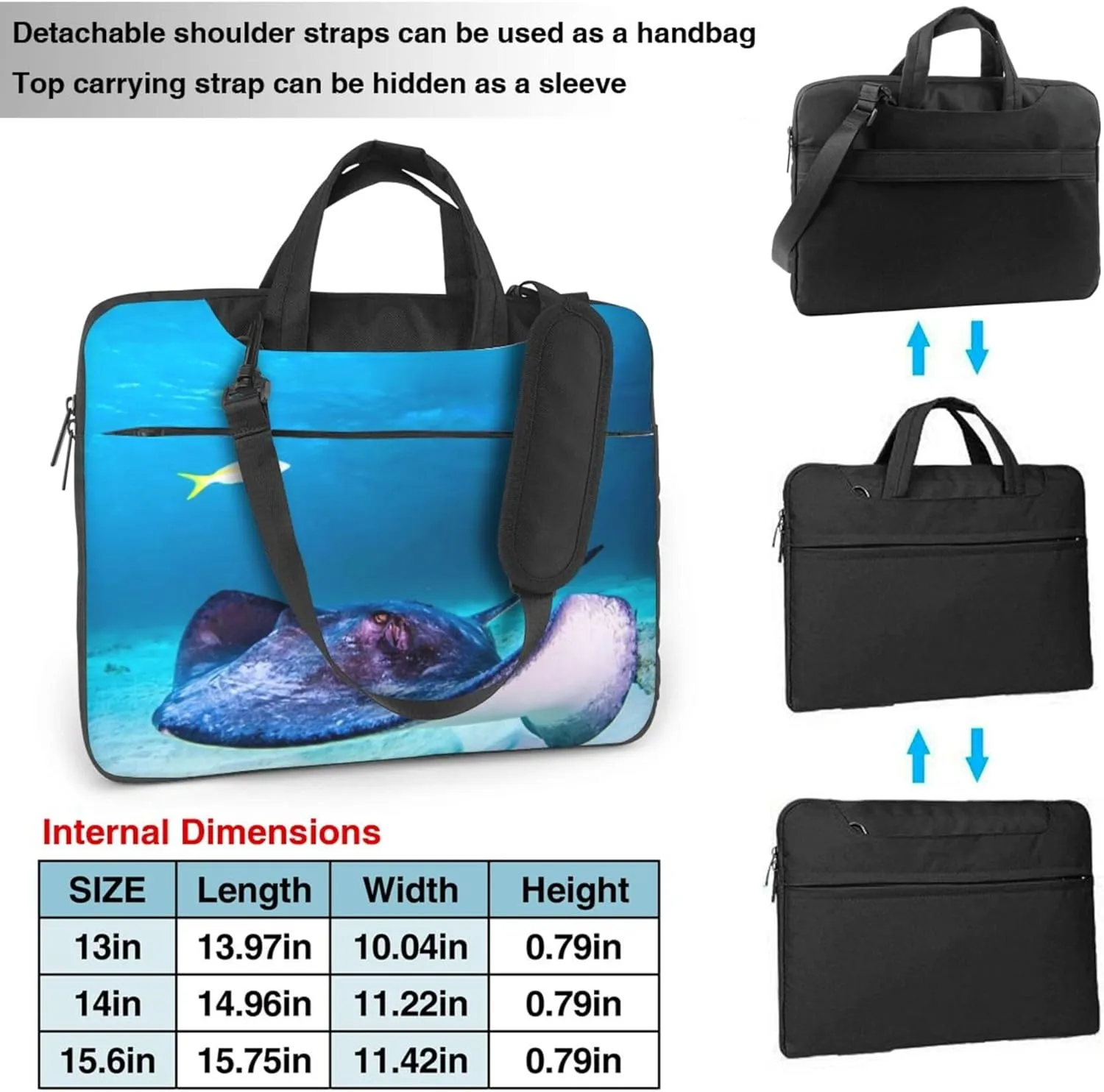 Colorful Paisley Black Bandana Laptop Shoulder Bag ​for Men Women, Computer Carrying Case Messenger Bag with Strap