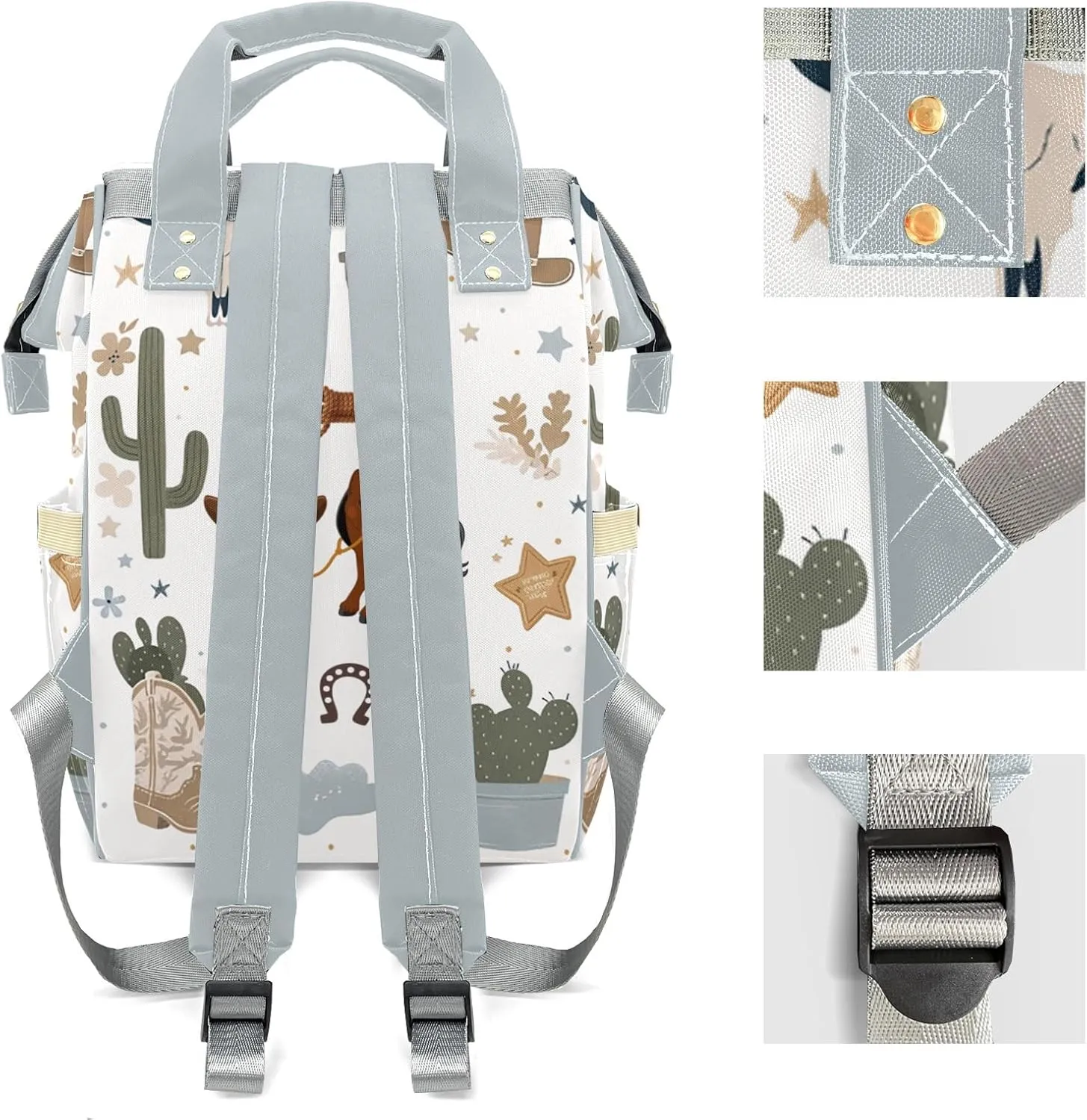 Cool Cowboy Horse Wild Western Personalized Large Capacity Diaper Bags,Custom Name Backpack Casual Daypack Bag Nappy Bag Gifts