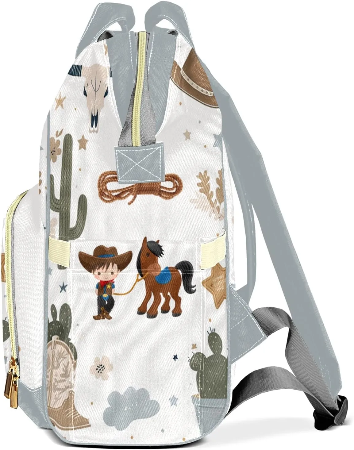 Cool Cowboy Horse Wild Western Personalized Large Capacity Diaper Bags,Custom Name Backpack Casual Daypack Bag Nappy Bag Gifts