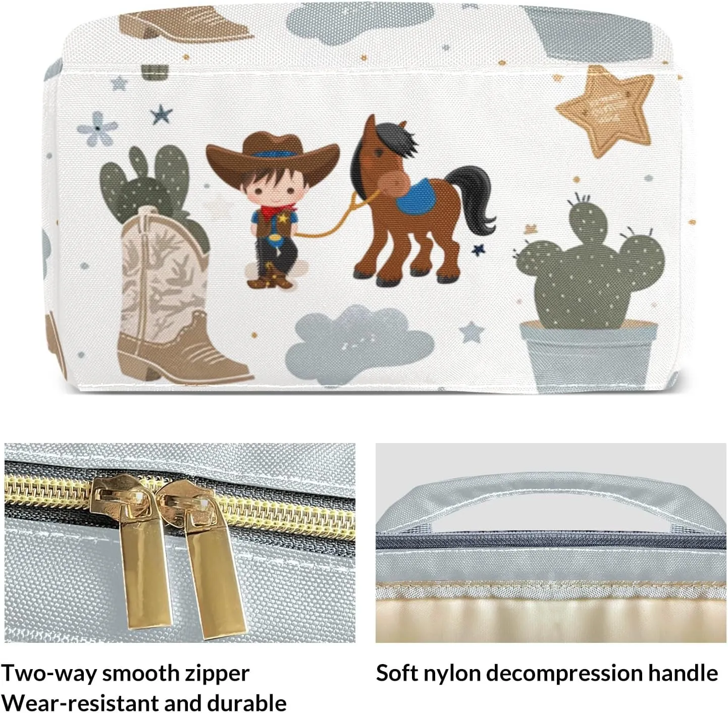 Cool Cowboy Horse Wild Western Personalized Large Capacity Diaper Bags,Custom Name Backpack Casual Daypack Bag Nappy Bag Gifts