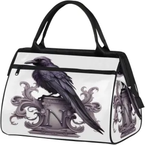 Cool Raven Tattoo Travel Duffle Bag, Waterproof Duffel Bag Weekender Overnight Carry On Bag Lightweight Sport Gym Bag for Men Women
