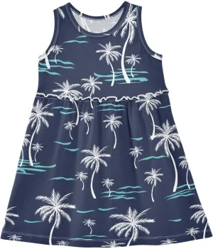 Corgi Tricolor Dog Cartoon Girls Dresses Casual Toddler Summer Dresses Outfits for Little Kids 2T-8Y